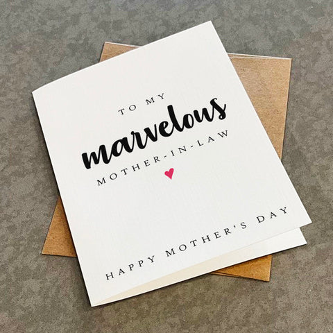 Mother In Law Mother's Day Card, Simple & Elegant Mother's Day Card For Mom In Law, Mothers Day Card For Husband's Mom
