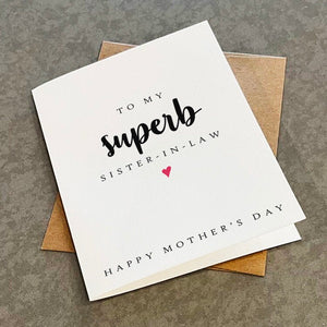 Superb Sister-In-Law Mother's Day Card, Simple & Elegant Mother's Day Card For Sister In Law, For Her