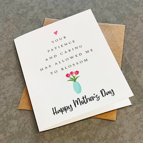 Patient & Caring Mother's Day Card For An Amazing Mother - Flower Themed Greeting Card For Gardening or Plant Mom