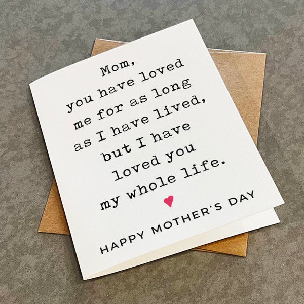 Heartwarming Mother's Day Wishes,  Adorable Mothers Day Card From Son, From Daughter, Love You Mom, Cute Mothers Day Card