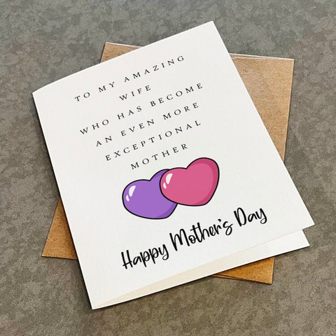 Exceptional Wife Mother's Day Card,  Lovely Mothers Day Card From Husband To Wife, Cute Mothers Day Card