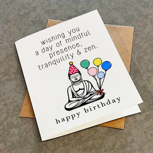 Meditation Themed Birthday Card, Calm & Tranquil Birthday Greeting - Lovely Birthday For Yoga Teacher - Yoga Hobbyist Birthday Card