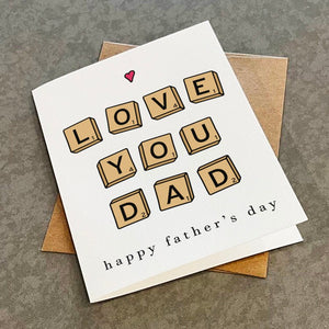 Board Game Father's Day Card, Love You Dad, Cute Word Puzzle Fathers Day Card From Daughter, From Son