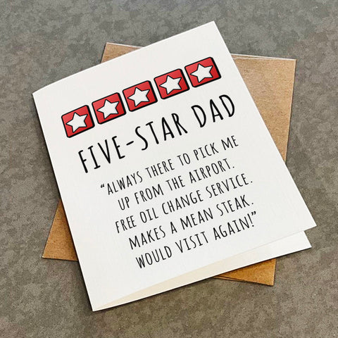 Highly Rated Father's Day Card - Five Star Dad - Witty Review Father's Day Card To The Best Dad In The World - Awesome Dad