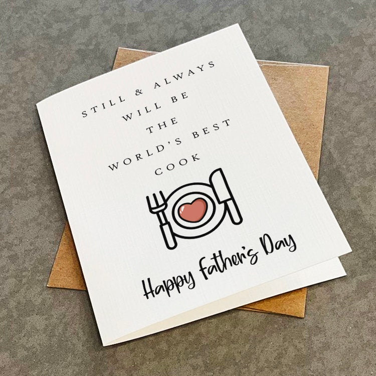 World's Best Cook Father's Day Card - Kind & Lovely Greeting Card For Dad - A2 Matte White Greeting Card