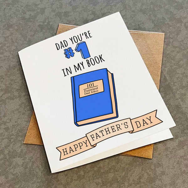 Number 1 Dad Father's Day Card - Funny Father's Day Card For Book Lover - Novelist Dad Author - Library Father's Day Card - Acedemic