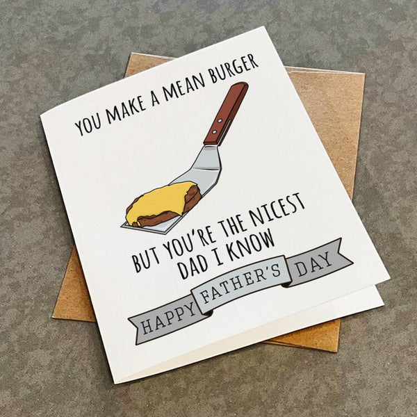 Mean Father's Day Card - Grill Master Dad - Father's Dad Card For Brother or Father In Law or Son - Nice Dad