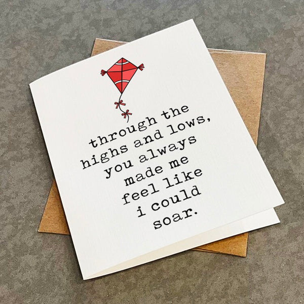 Sincere Father's Day Card From Son or Daughter - Heart Warming Greeting Card For Supportive Dad - Soaring Kite - High & Lows