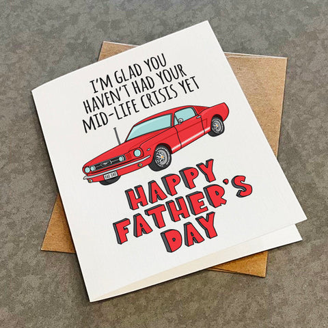 Hilarious Father's Day Card For Vintage Car Enthusiast - Classic Sporty Red Muscle Car  - Funny Father's Day Gift For Dad