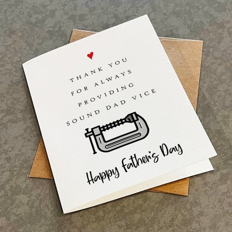 Handy Tool Dad Fathers Day Card - Thank You For Always Providing Sound Dad Vice - Dad Joke Father's Day Card - Power Tools Father's Day Card