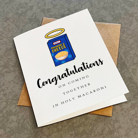 Holy Macaroni Wedding Card - Cute Getting Card For Newly Wed Couple - Funny Mac N' Cheese Themed Wedding Card