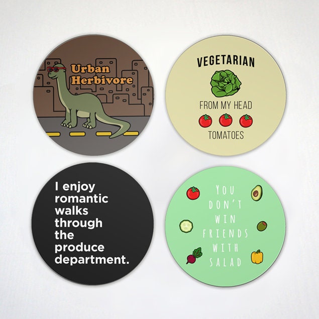 Urban Herbivore - Proud Vegetarian Magnets - Eat Salad - Vegan Life - Plant Based Diet - 2.6 Inch or 4 Inch Fridge Magnets