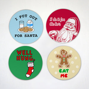 Naughty Christmas Theme Magnets - Naughty or Nice Magnets - Funny Christmas Magnet Set - Put Out For Santa