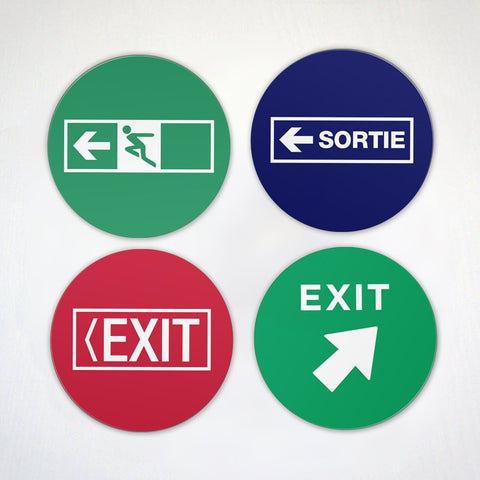 Various Exit Sign Magnets - English and French Exit Sign - Fridge Magnets - Sortie