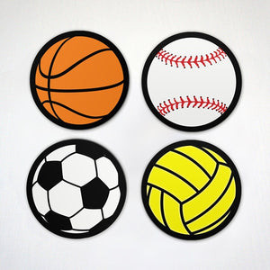 Ball Is Life - Volleyball Magnet Baseball Magnet Set - 4 Pack & Individual Sports Themed Magnets