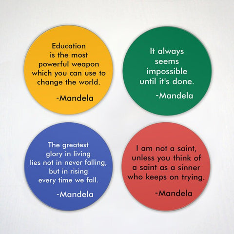 Inspirational Mandela Quotes Fridge Magnets - Education is the Most Powerful Weapon - Never Give Up - Graduation Gift