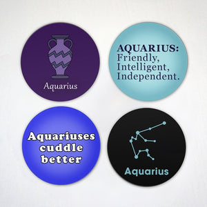 Aquarius Magnet - Zodiac Sign Magnet - Aquarius Symbols and Icons - 2.6 Inch Fridge Magnets
