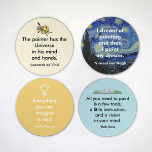 Famous Painter Quotes Magnet Set - Inspiring Painter Quotes - The Joy of Painting - Da Vinci - Van Gogh - Pablo