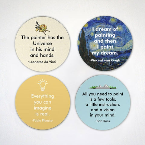 Famous Painter Quotes Magnet Set - Inspiring Painter Quotes - The Joy of Painting - Da Vinci - Van Gogh - Pablo