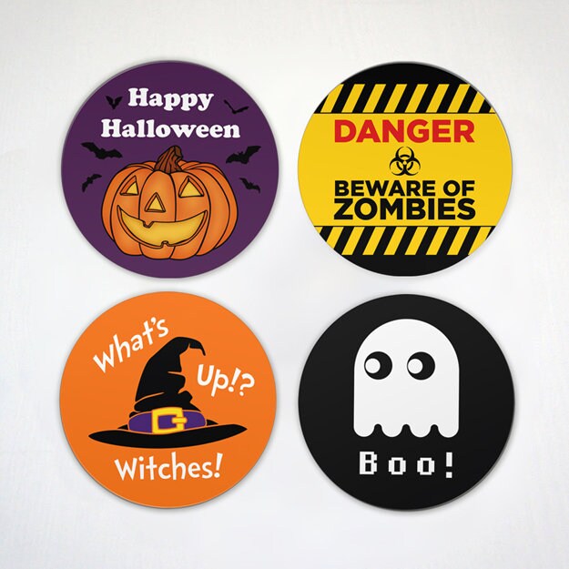 Happy Halloween Themed Magnets - Funny Halloween Magnets - Cute Fridge Magnets - Witch Please - Beware of Zombies