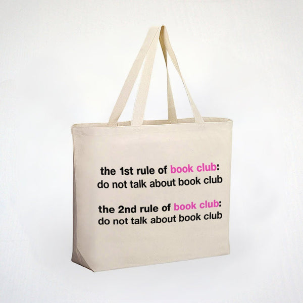 Book Club Gift Tote - The Rules of Book Parody Quote - Shopping Tote - 100% Cotton Canvas Tote - Gift To Friend
