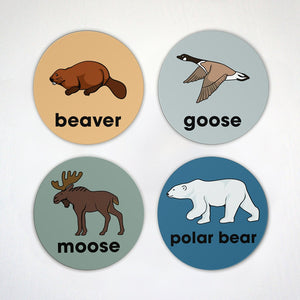 Animals of Canada Goose Moose Polar Bear Canadian Beaver  - Great White North - 2.6 Inch Magnets
