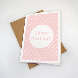 Flamingo Pink Polka Dot Birthday Card - Cute Happy Birthday Card