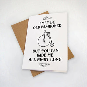 Naughty Funny Bicycle Birthday Card - Penny Farthing Naughty Anniversary Card - Card for Husband - Card for Boyfriend - Younger Husband
