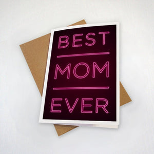 Best Mom Ever Mother's Day Card - Black and Pink Neon Lights