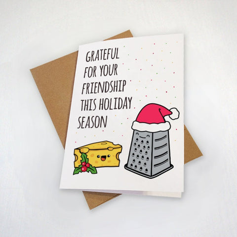 Cute Best Friend Holiday Card - Grateful For Your Friendship - Cheesy Greeting Card