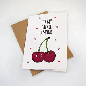 My Cherie Amour - Cute Valentine's Day - My Cherry Love - Punny Love Card