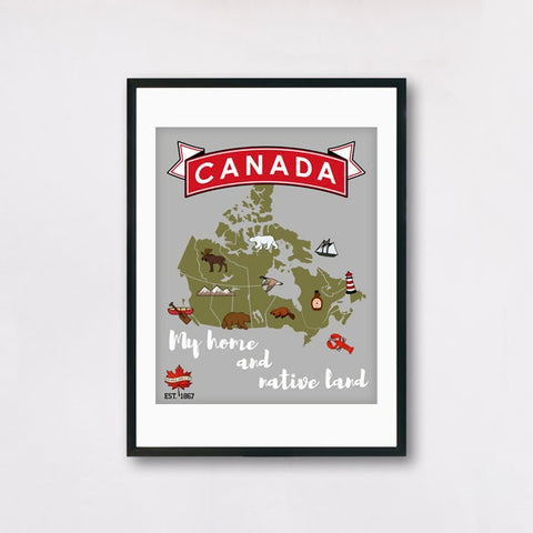 My Home And Native Land Canada Poster - Map of Canada Poster - Teacher Gift Idea - I Love Canada