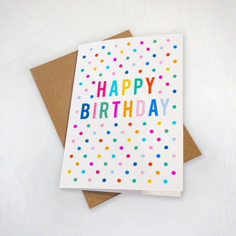 Confetti Theme Birthday Card - Cute Happy Birthday Card