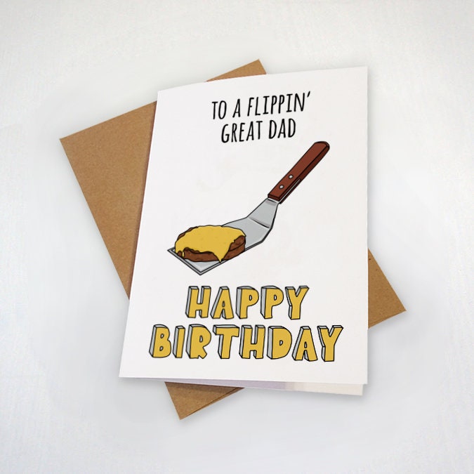 A Flipping Great Dad - Grill Master Birthday Card For Dad - Smash Burgers With Cheese - BBQ King