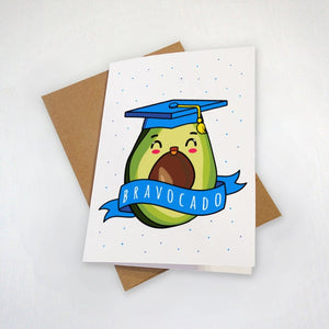 Bravocado - Cute Graduation Card - Avocado Wearing Graduation Cap - Greeting Card
