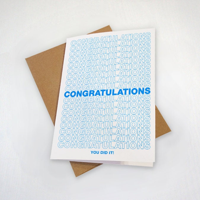 Congratulations You Did It -  Graduation Card - Baby Blue Colors