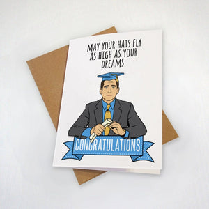 May Your Hats Fly As High As Your Dreams - Funny Graduation Card - Greeting Card