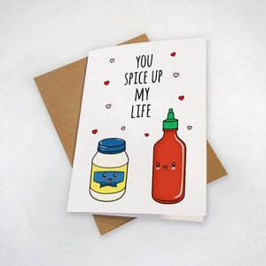 You Spice Up My Life - Cute Valentine's Day Card - Mayo & Sriracha Combo - Funny Pun Greeting Card