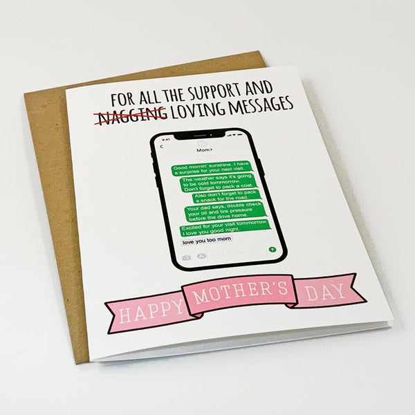 Overly Concerned Mother's Day Card - Text Messaging Mom - Funny Card For Mother's Day