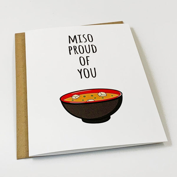 So Proud of You - Cute and Simple Graduation Card - Japanese Miso Soup - Funny Pun Joke