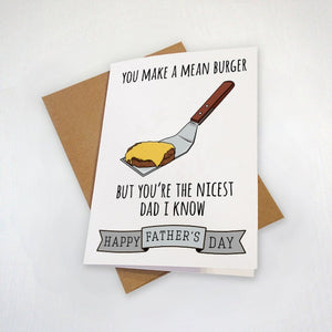 Mean Father's Day Card - Grill Master Dad - Father's Dad Card For Brother or Father In Law or Son - Nice Dad