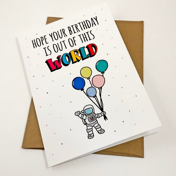 Cute Birthday Card For Fans of Astronauts & Space Travel Stars and the Universe  - Outter Space Theme Punny Greeting Card