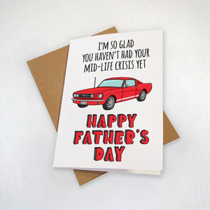 Hilarious Father's Day Card For Vintage Car Enthusiast - Classic Sporty Red Muscle Car  - Funny Father's Day Gift For Dad