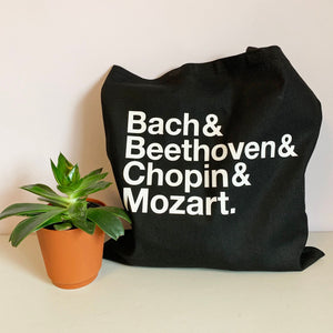 Bach Beethoven Chopin and Mozart - Piano Book Bag Gift - Classical Music Gift - 100% Cotton Canvas Tote - Cute Birthday Gift For Daughter
