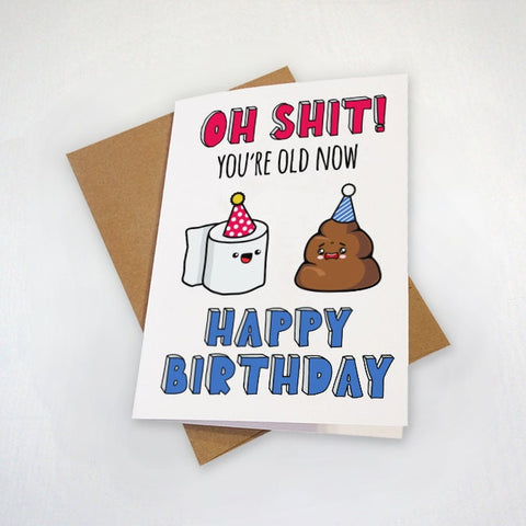Poop Emoji Birthday Card - Funny Potty Humour Birthday Card - Toilet Paper Sad Emoji Birthday Card - Funny Birthday Card For Grandparents