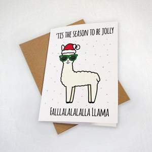 Tis The Season Llama Christmas Card - Cute Pun Holiday Card For Your Friendship - Greeting Card