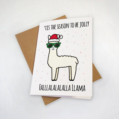 Tis The Season Llama Christmas Card - Cute Pun Holiday Card For Your Friendship - Greeting Card