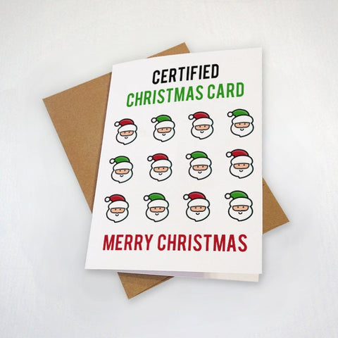 Certified Christmas Card - Lover Boy Christmas Card - Cute Santa Hat Holiday Card -  Cute Seasons Greeting Card