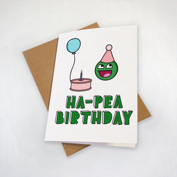 Pea Pun Birthday Card - Ha Pea Birthday - Cute Birthday Card For Vegetarian -Funny Birthday For Vegan