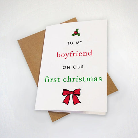 Boyfriend First Christmas Card - First Christmas Together - Holiday Card To Significant Other, Husband, Wife